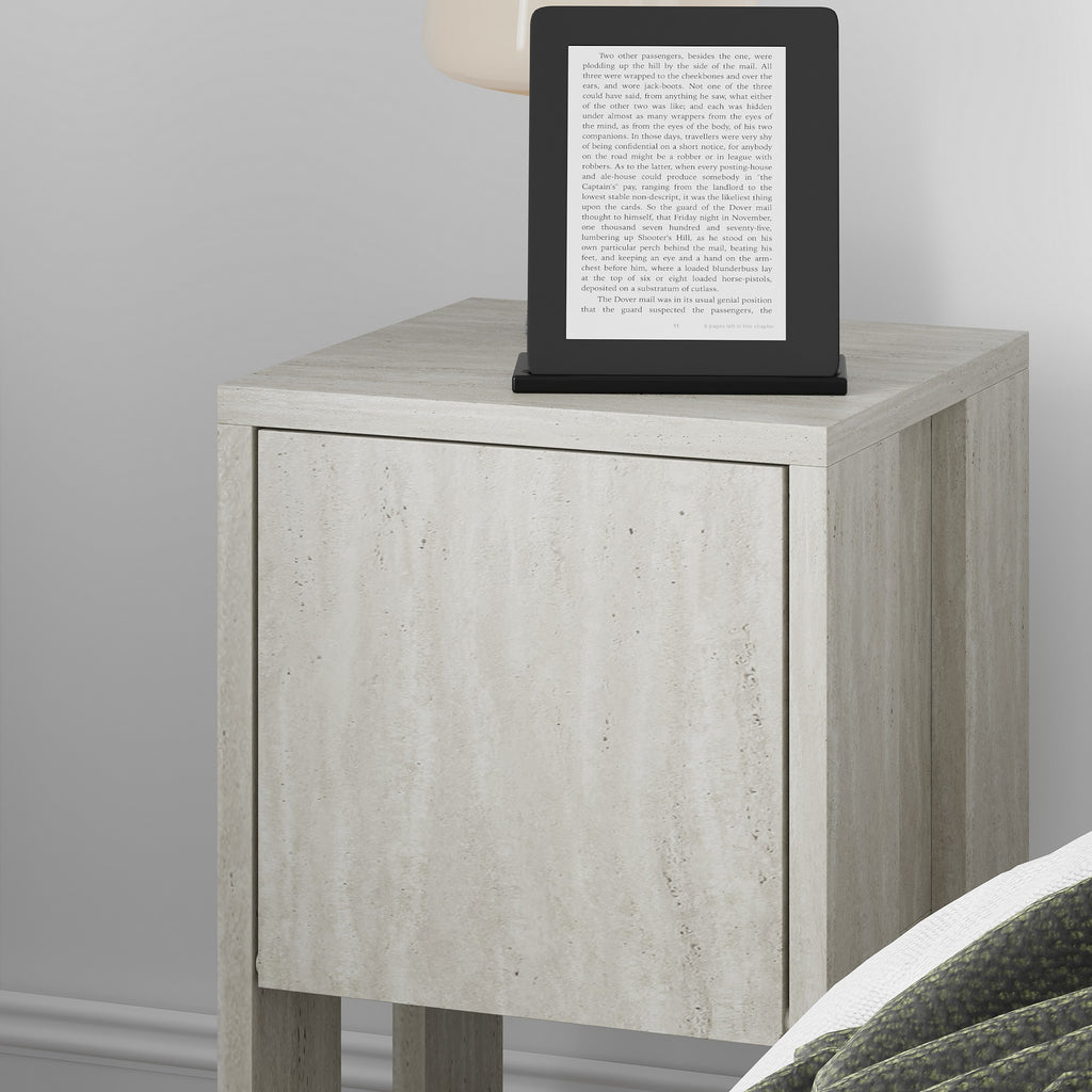 Ema - Bedside Table - Travertine