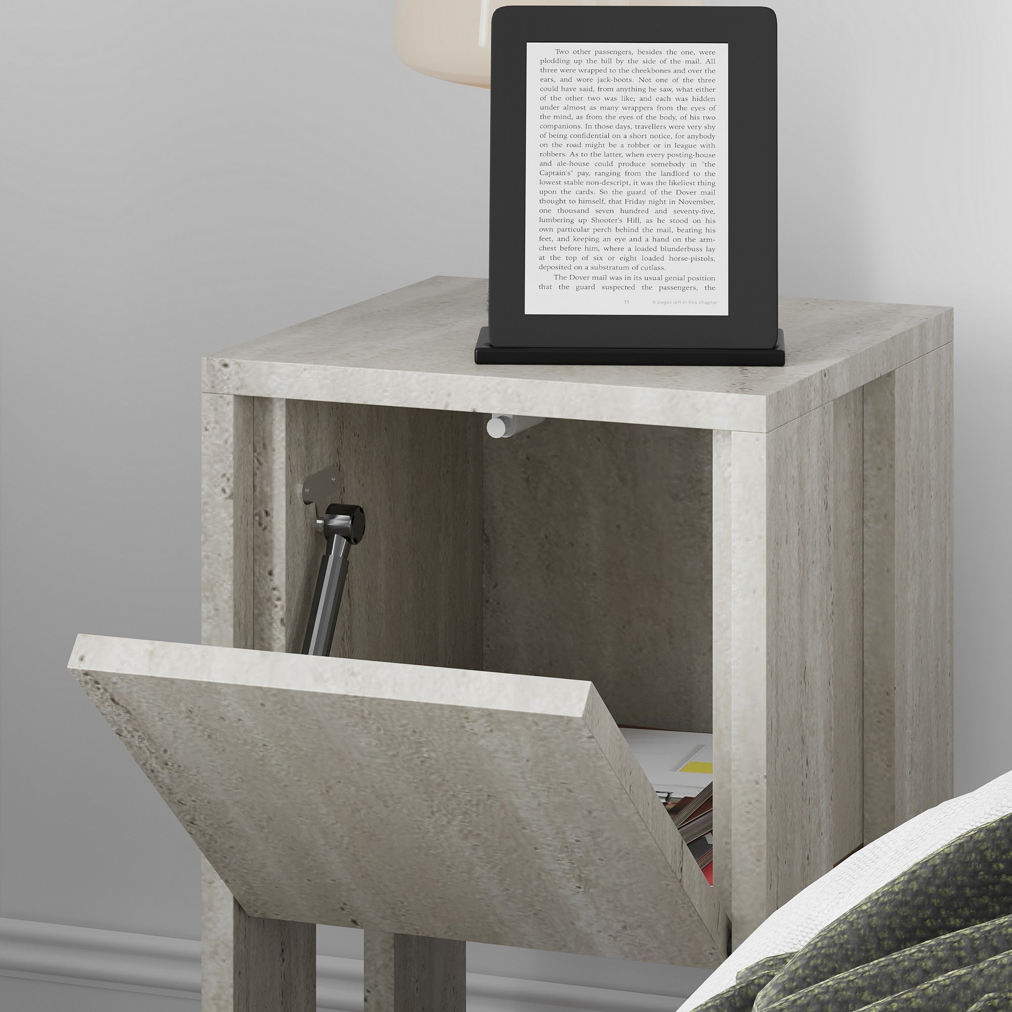 Ema - Bedside Table - Travertine