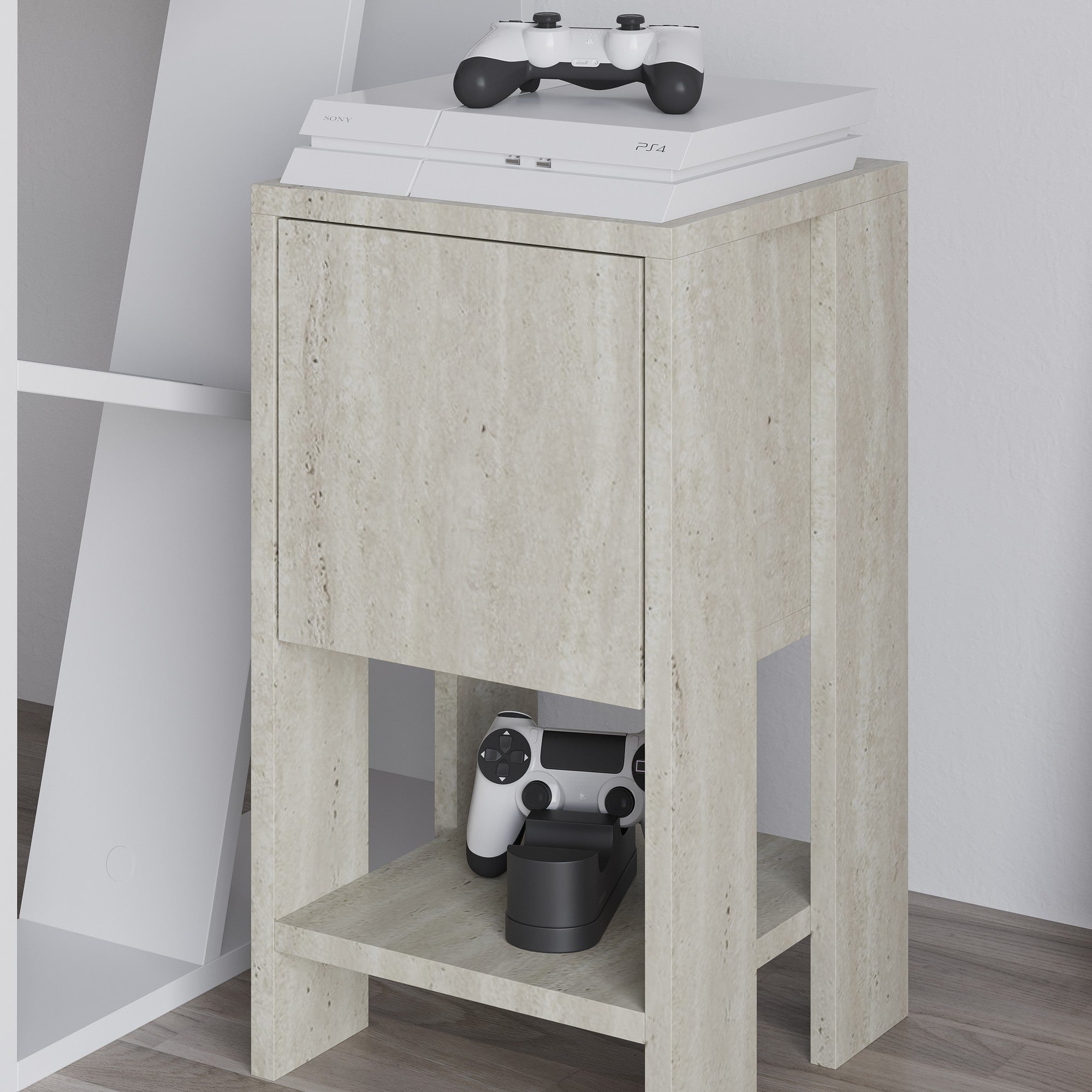 Ema - Bedside Table - Travertine