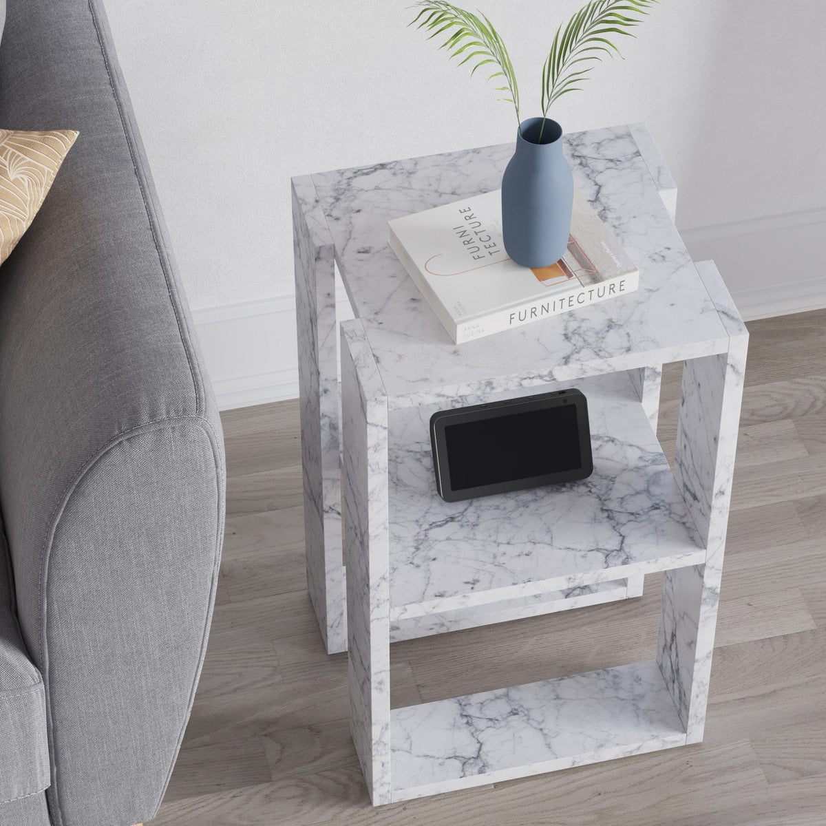 Lonie - Table de Chevet - Marbre Carrara