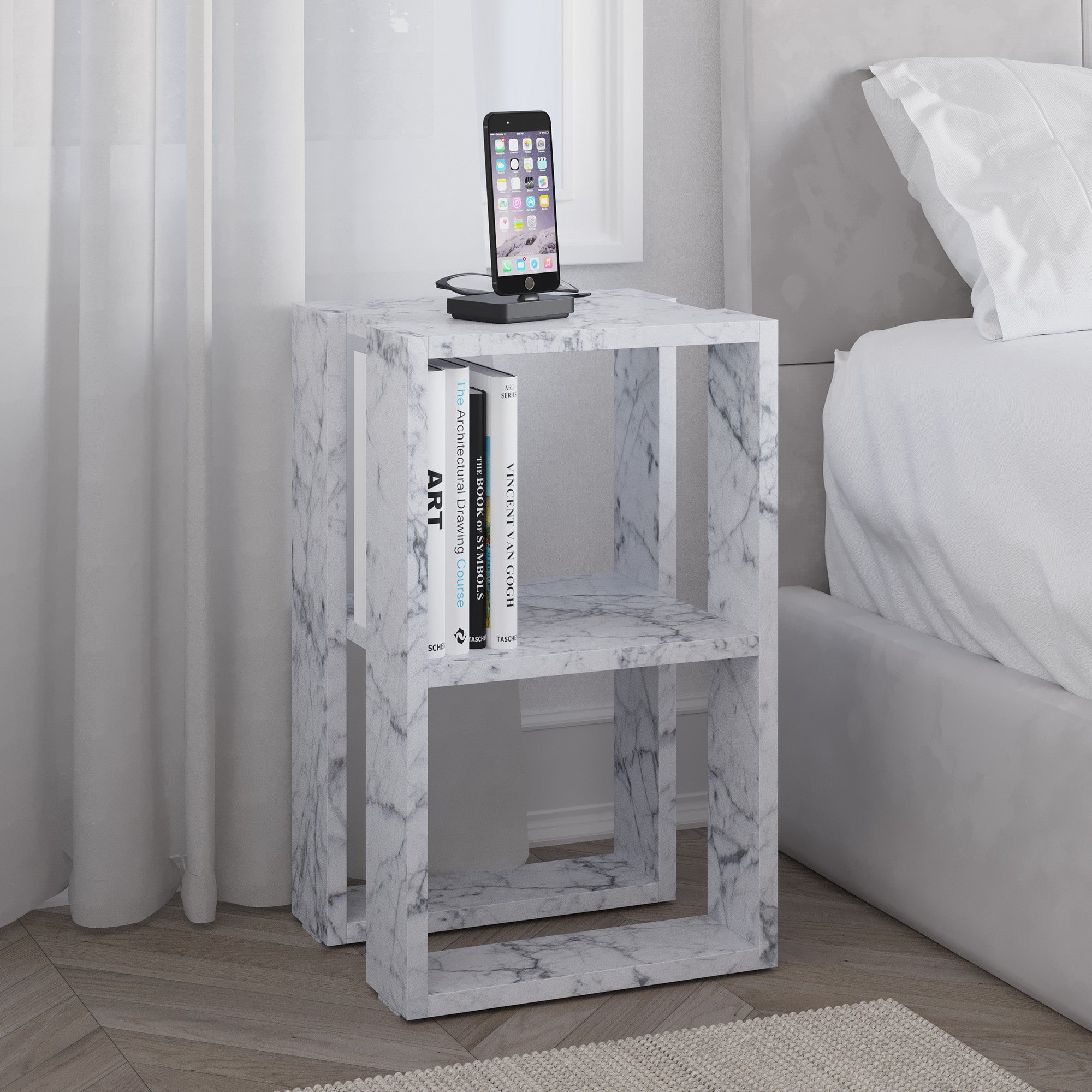 Lonie - Table de Chevet - Marbre Carrara