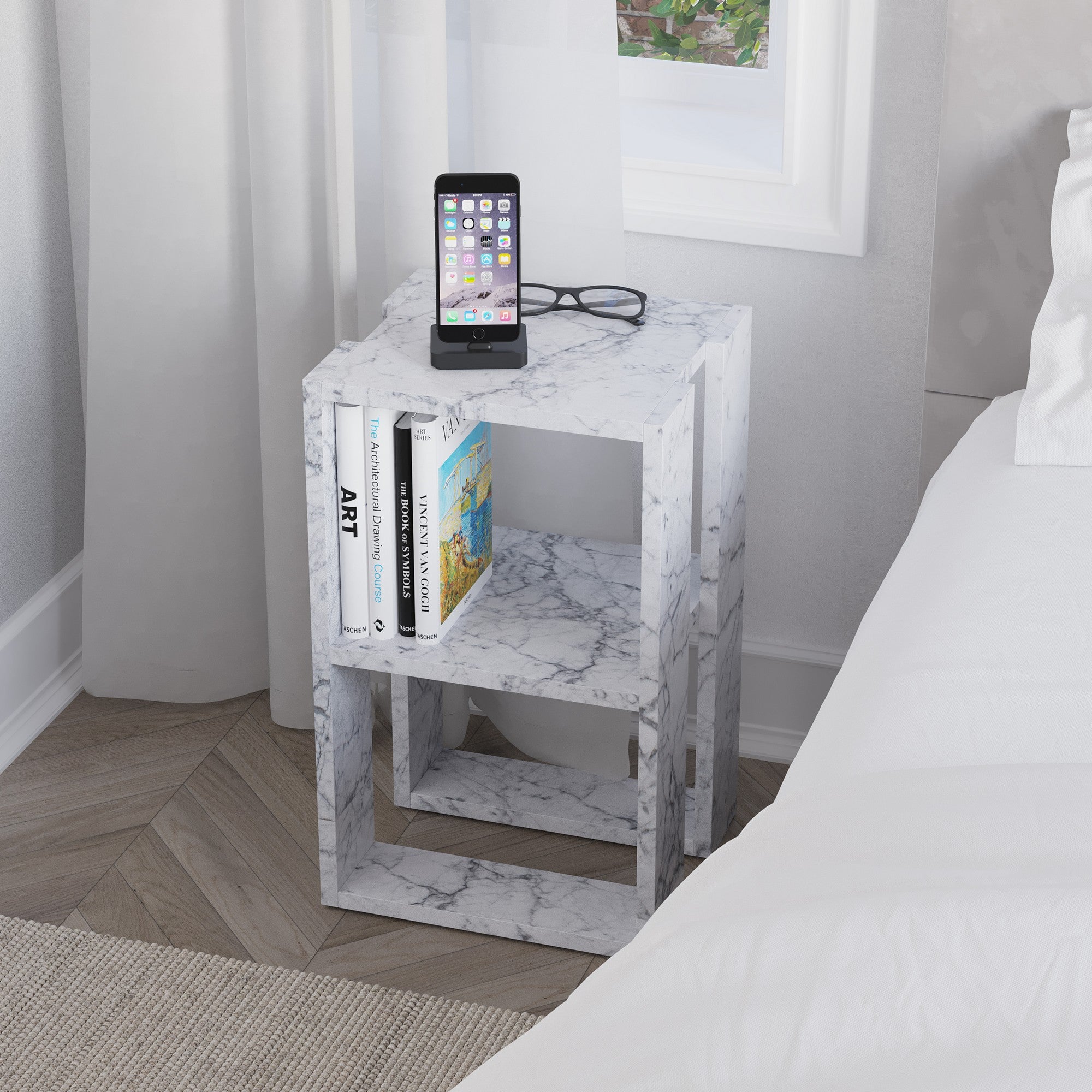 Lonie - Table de Chevet - Marbre Carrara