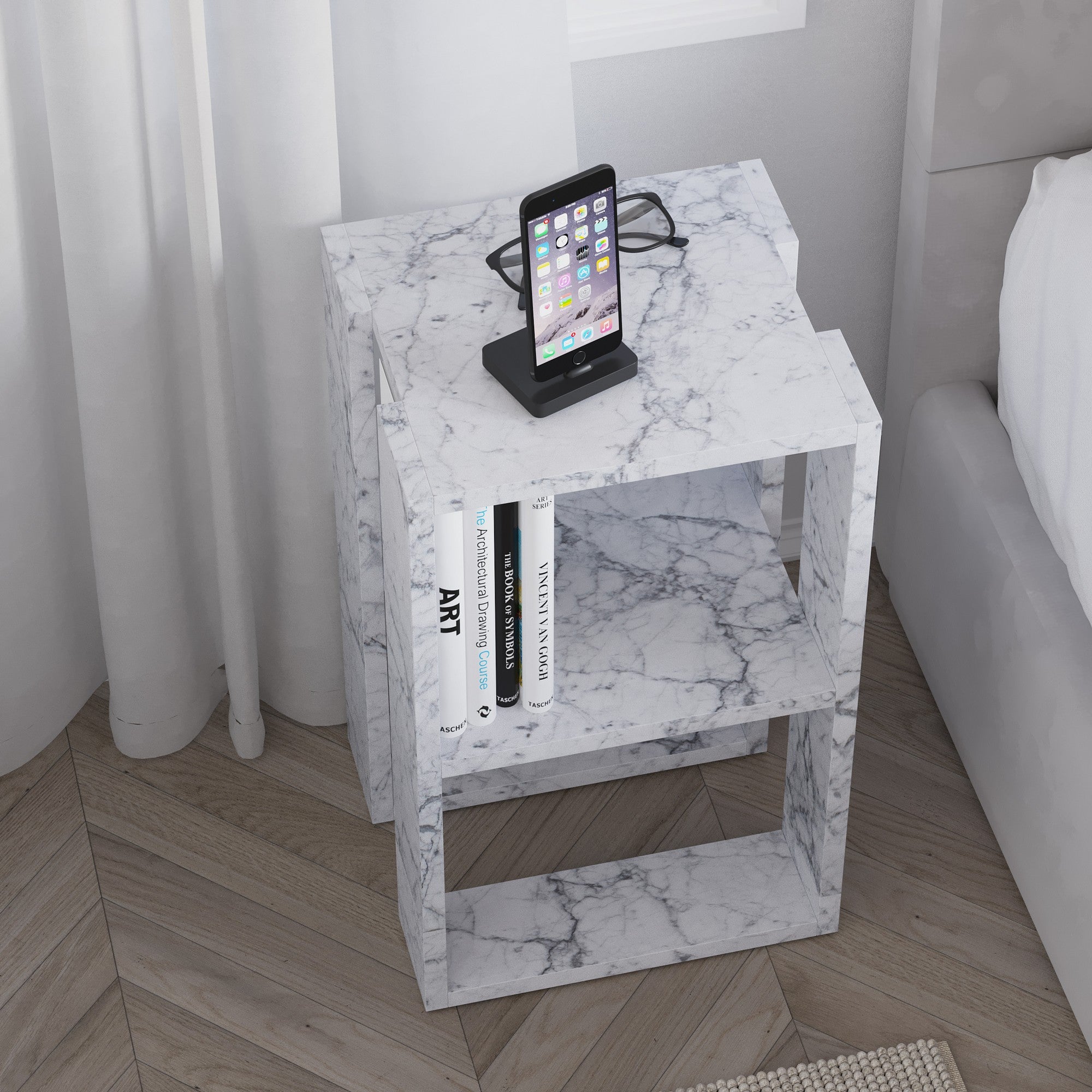 Lonie - Table de Chevet - Marbre Carrara