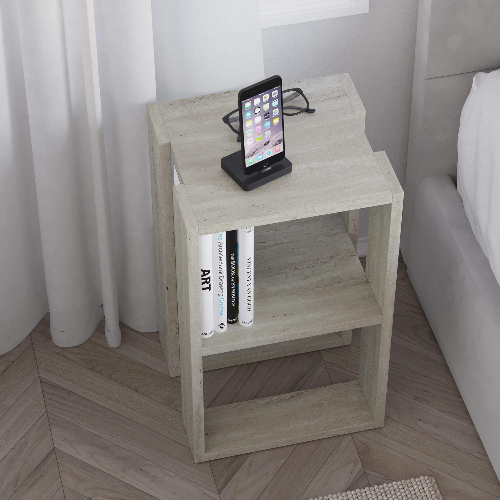 Lonie - Bedside Table - Travertine