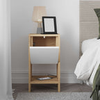 Ema - Bedside Table - Sapphire Oak/White