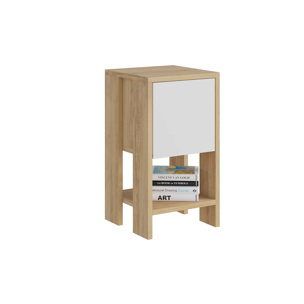 Ema - Bedside Table - Sapphire Oak/White