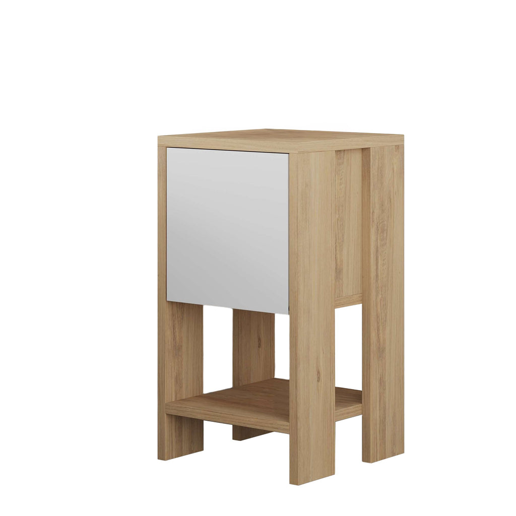Ema - Bedside Table - Sapphire Oak/White