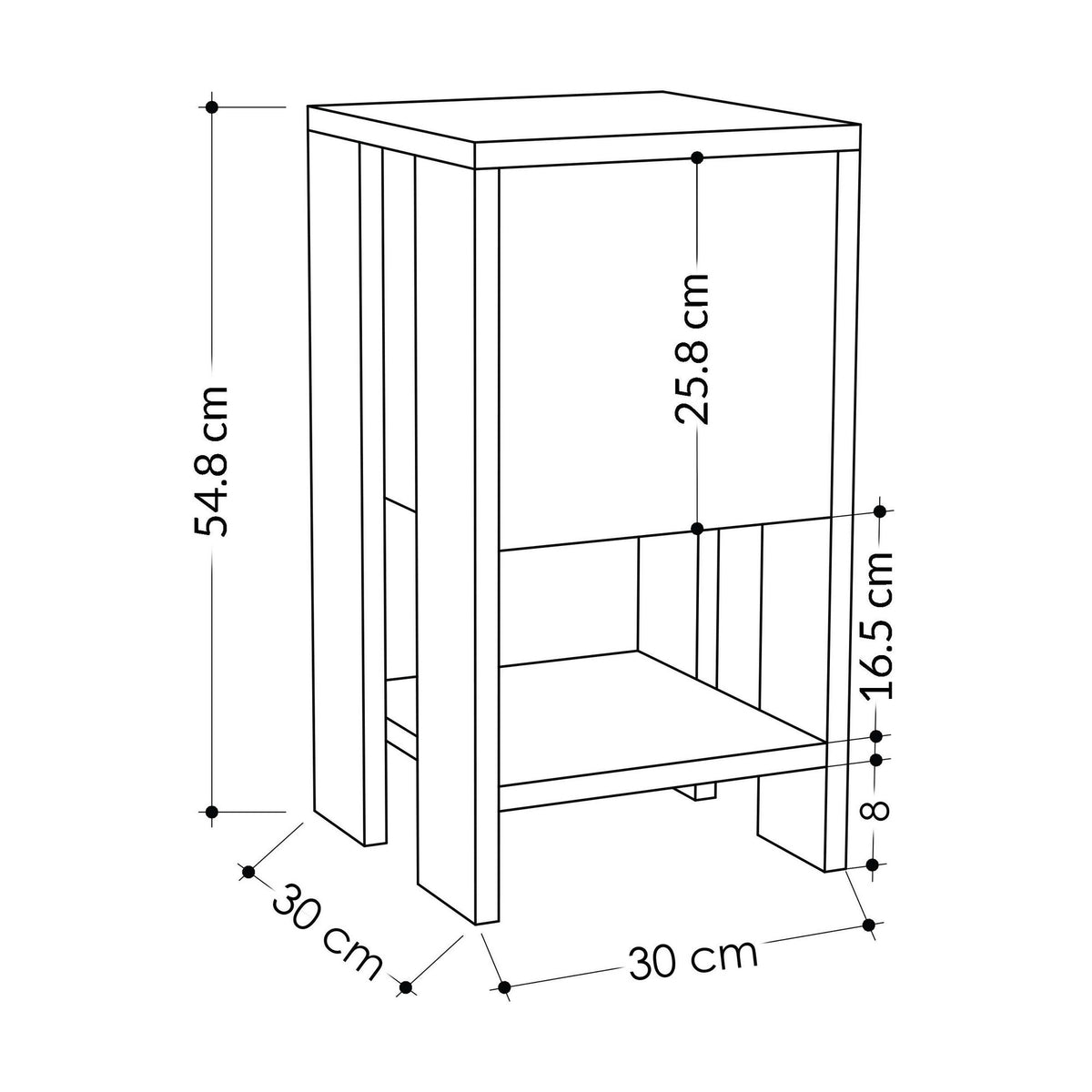 Ema - Bedside Table - Sapphire Oak/White