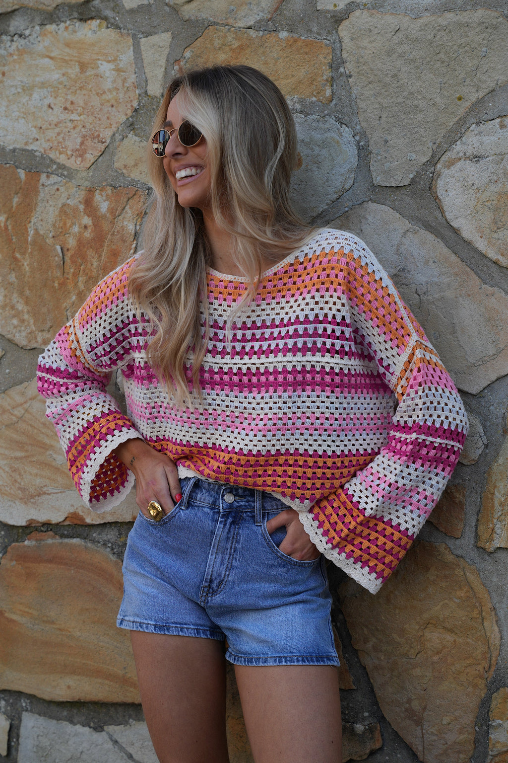 Blouse En Crochet Roy - Coloré