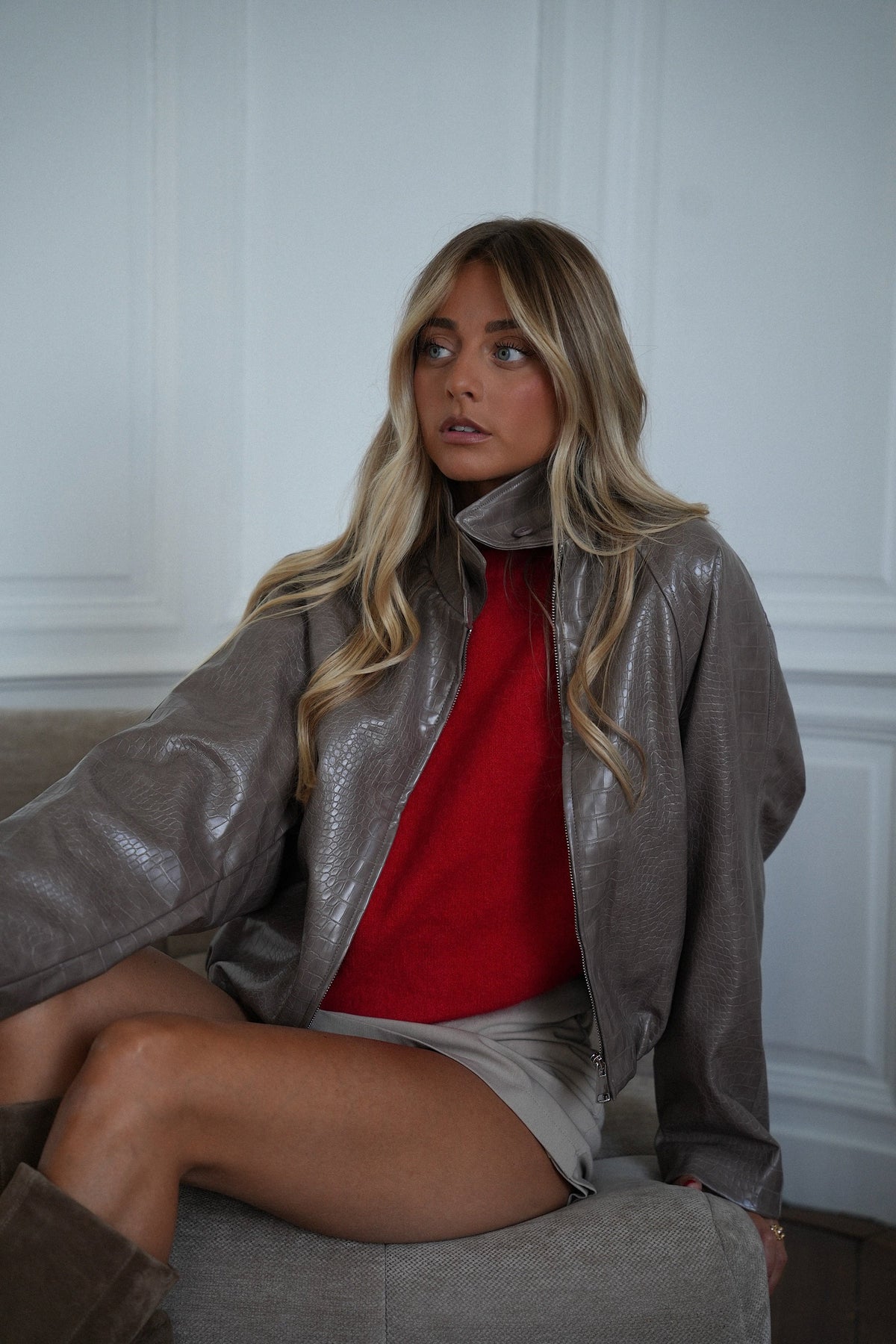 Chaqueta de Polipiel Loreen - Topo
