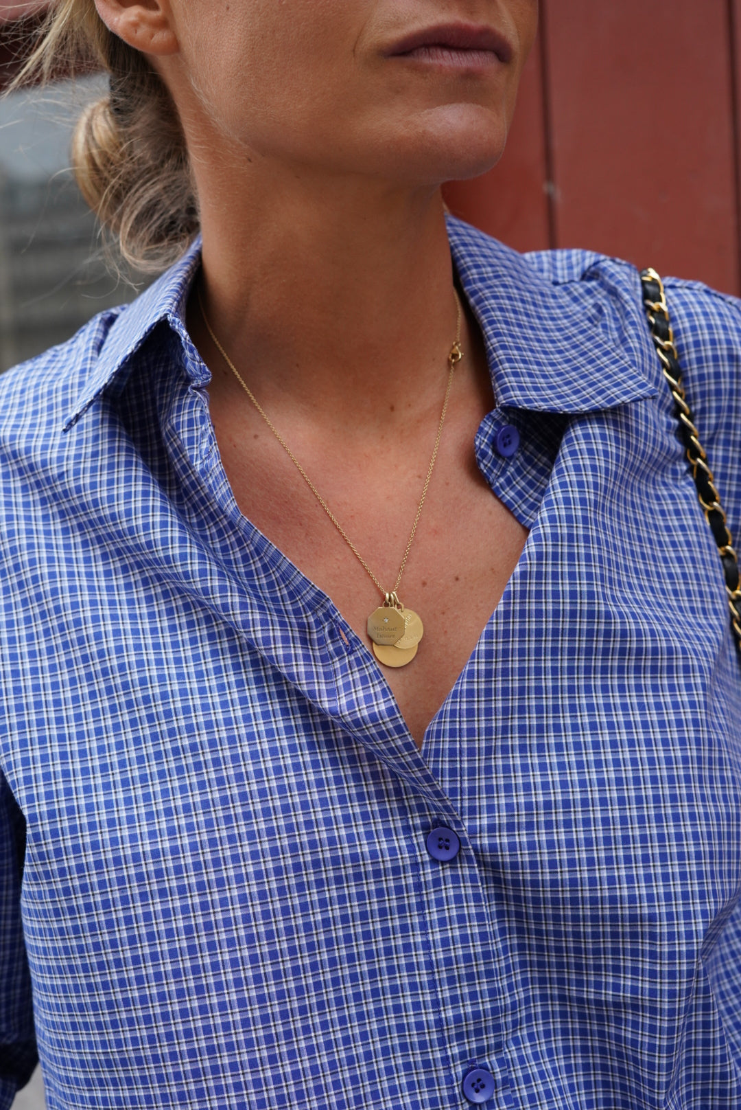 Adèle Carreaux Bleu Shirt
