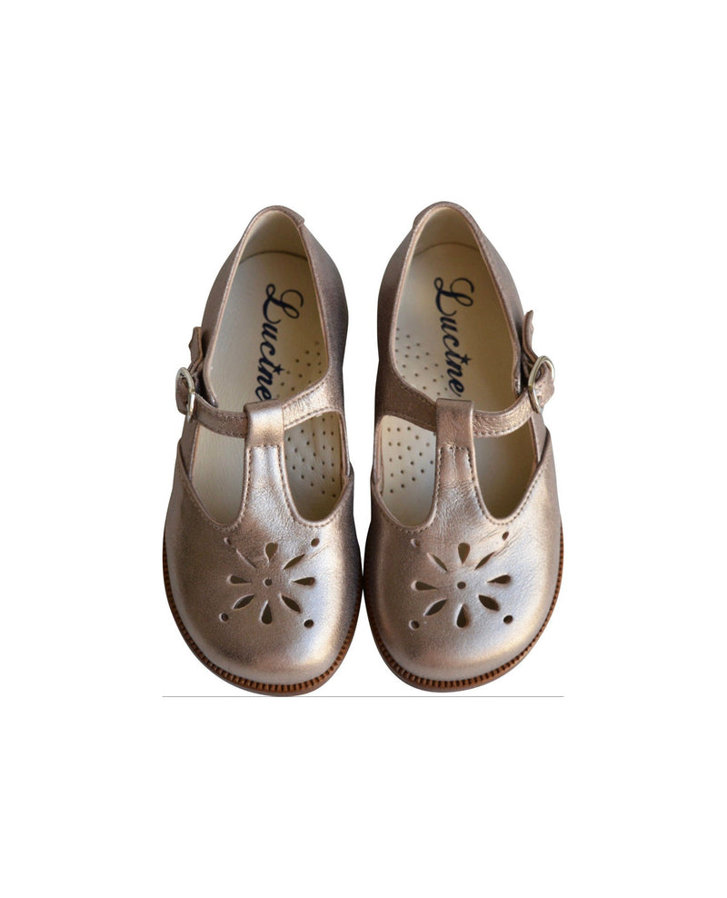 Girls' Alma Buckle Durable Mary Jane Shoes - Rose Gold Leather - Girls
