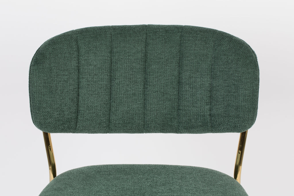 Jolien - Tabouret De Bar & De Comptoir - Tissu - Doré/Vert Foncé