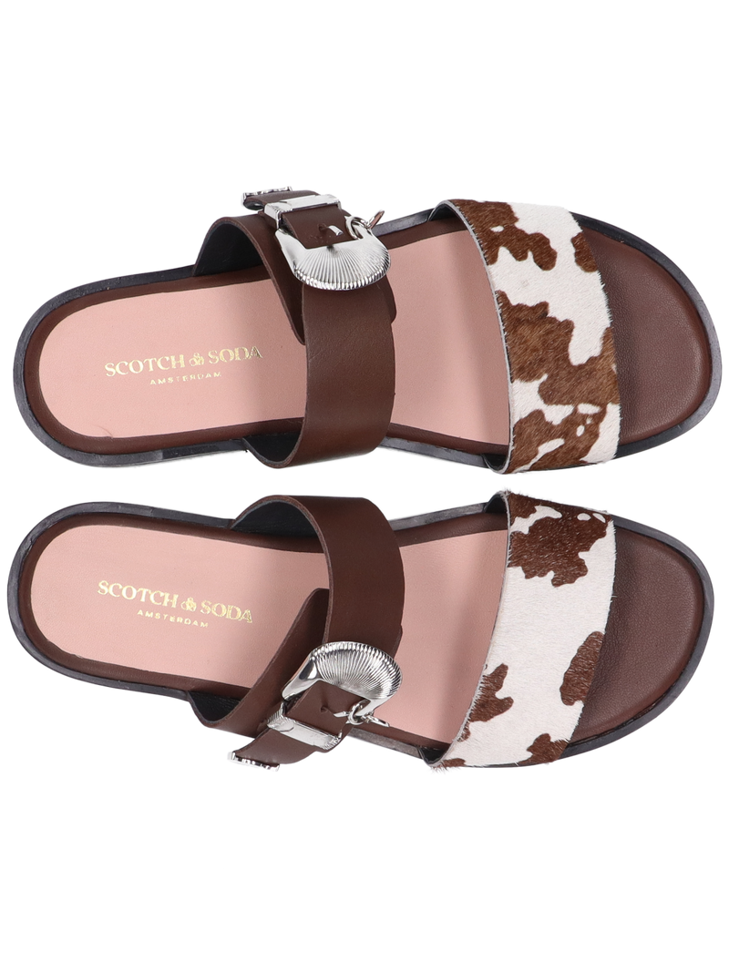 Nancy - Sandales - Vache marron blanc