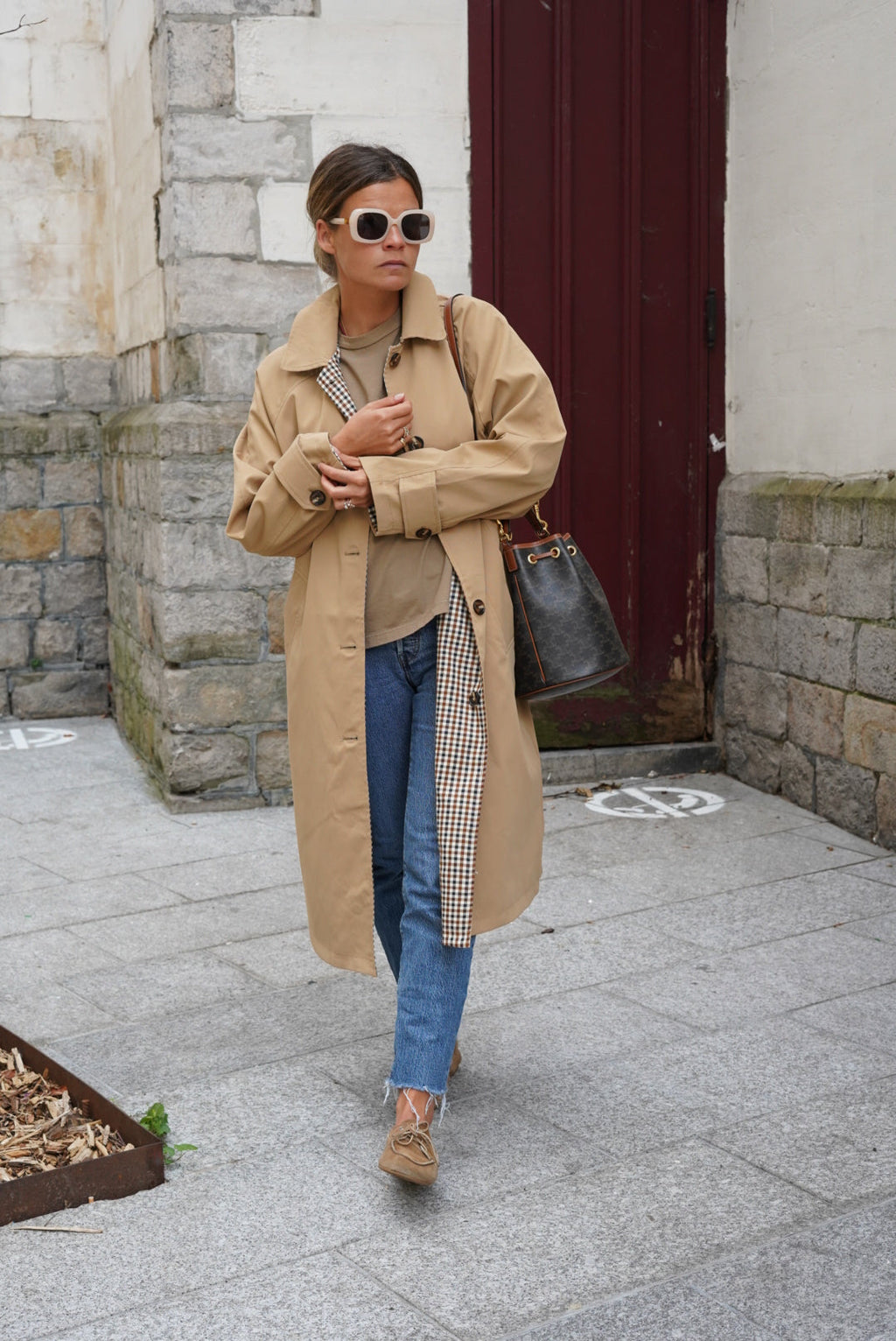 Amaury Reversible Trench Coat Beige/Vichy