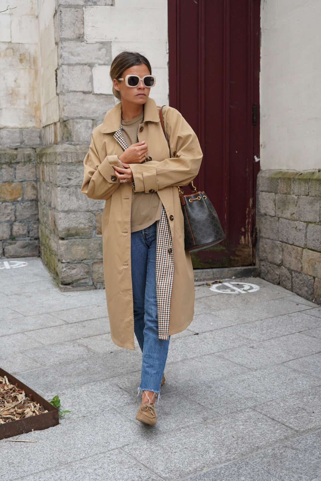 Amaury Reversible Trench Coat Beige/Vichy
