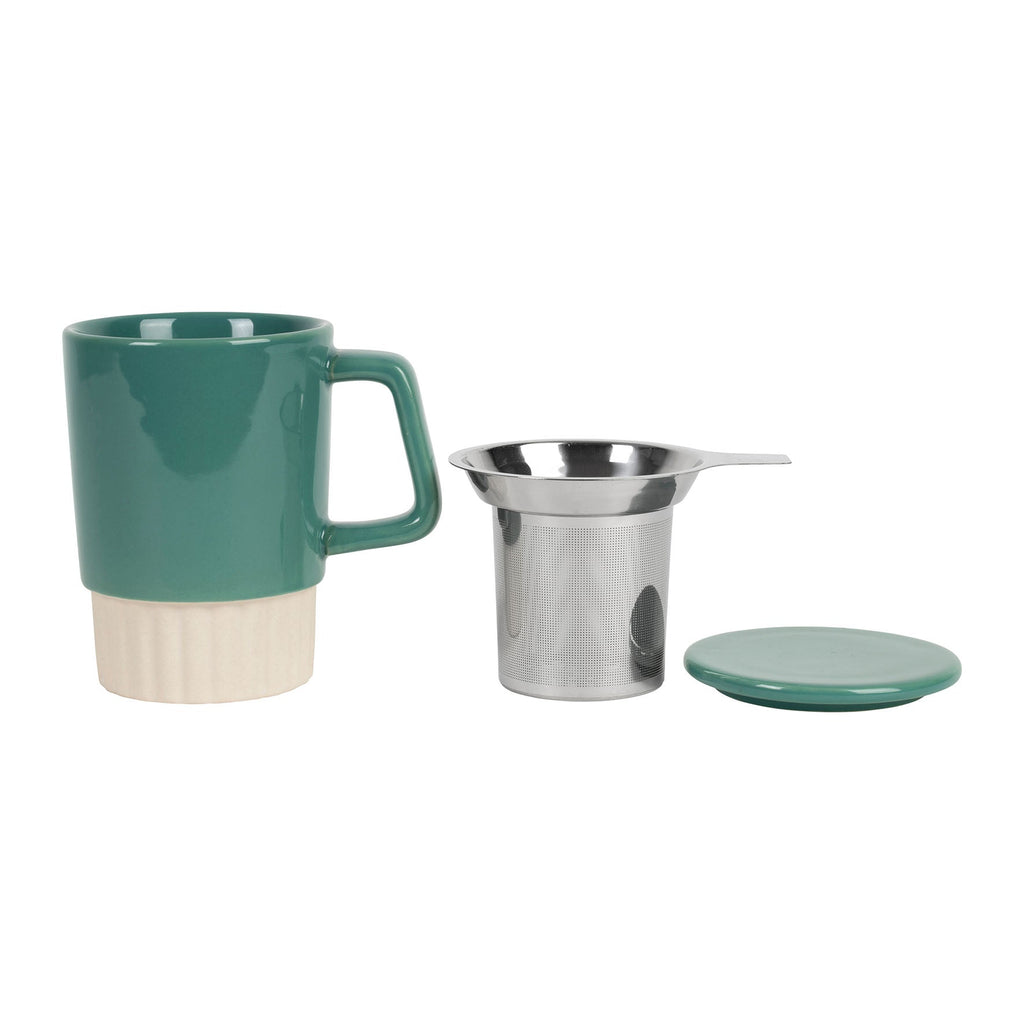 Tetera + Filtro - Acanalado - Gres + Inox - Natural