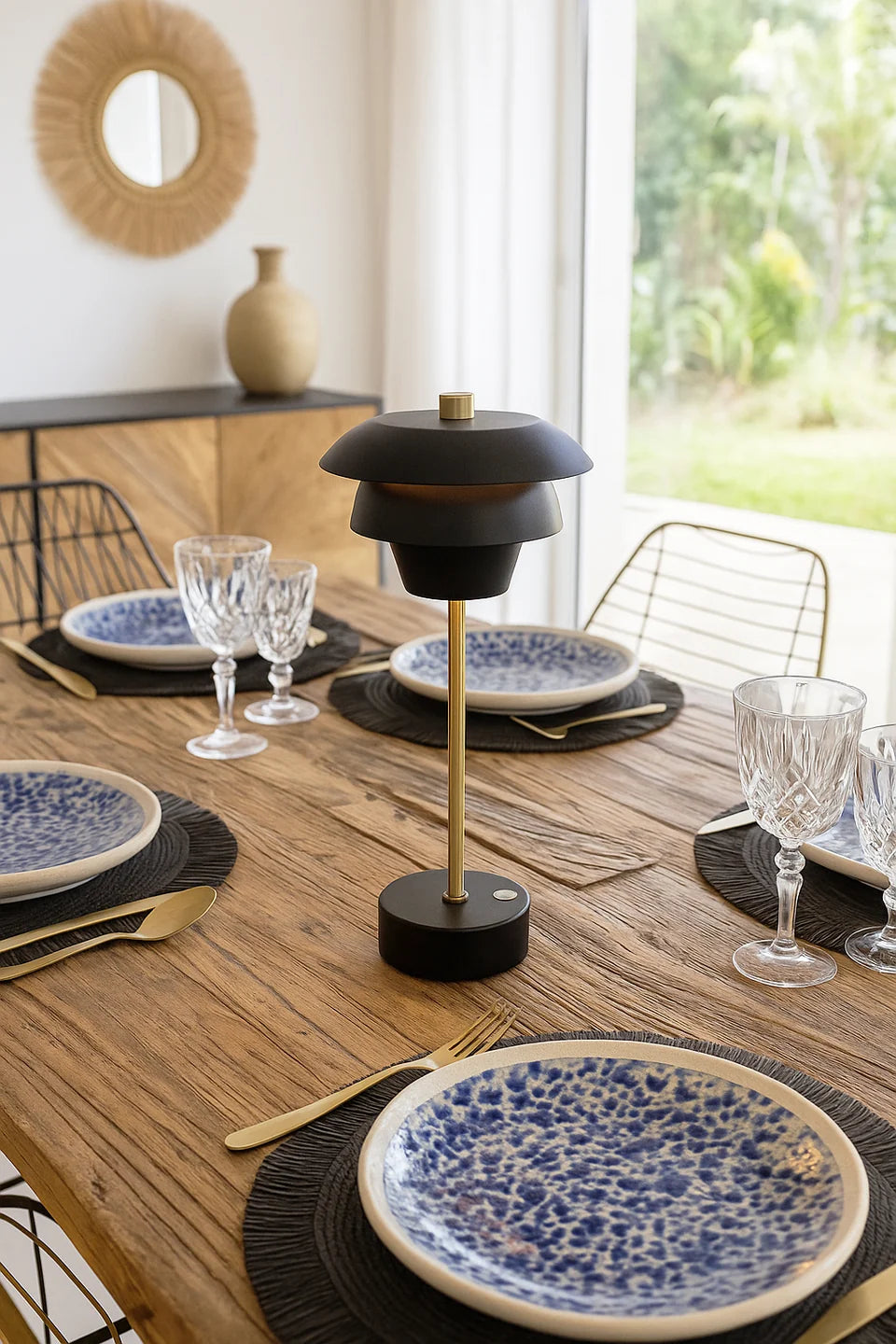 Moxy - Lámpara De Sobremesa Design Recargable - Negro Y Dorado
