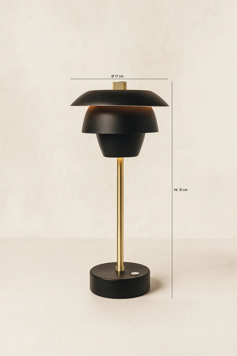 Moxy - Lámpara De Sobremesa Design Recargable - Negro Y Dorado