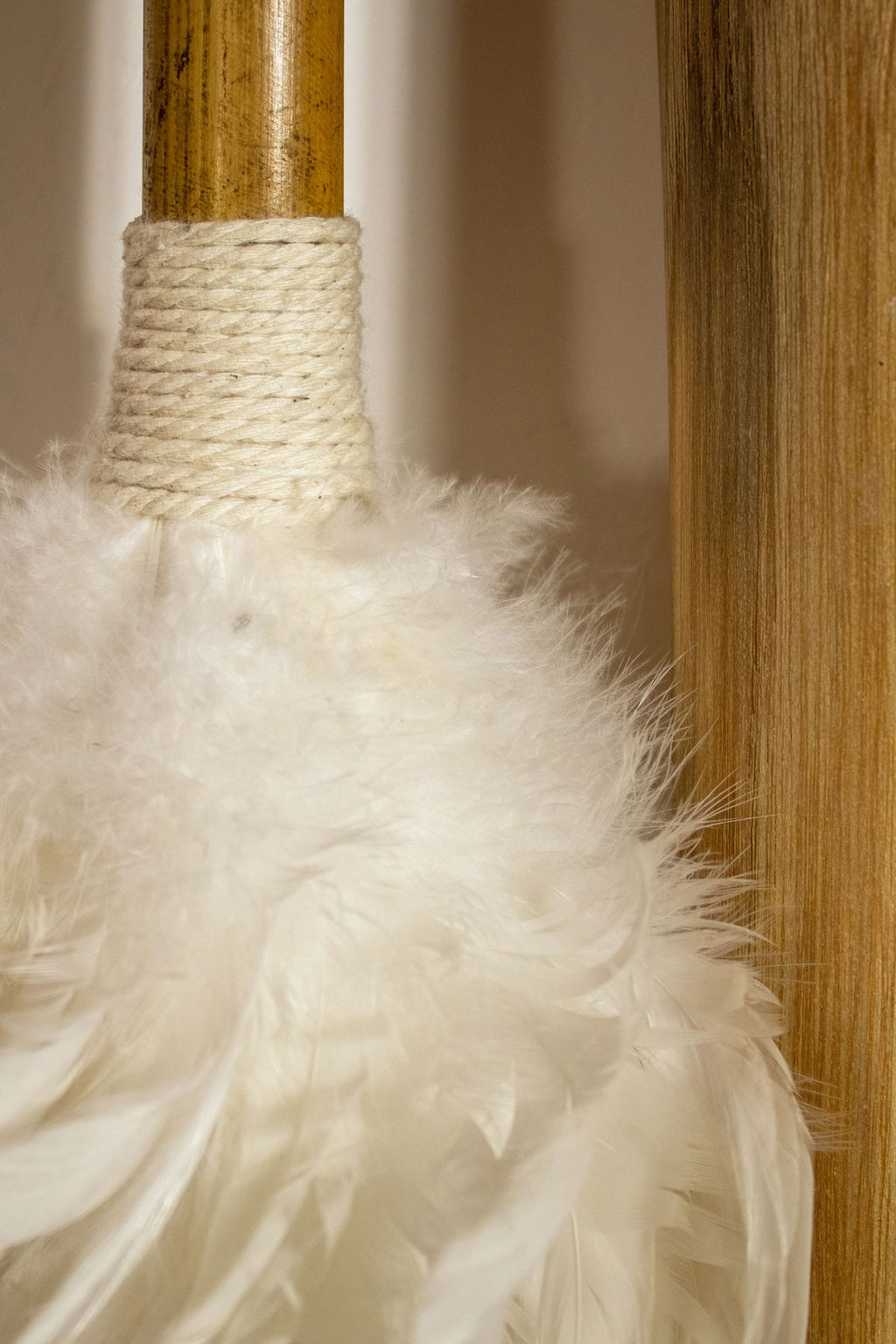 Kemoa Decorative Duster - Bamboo And White Feathers