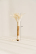 Kemoa Decorative Duster - Bamboo And White Feathers