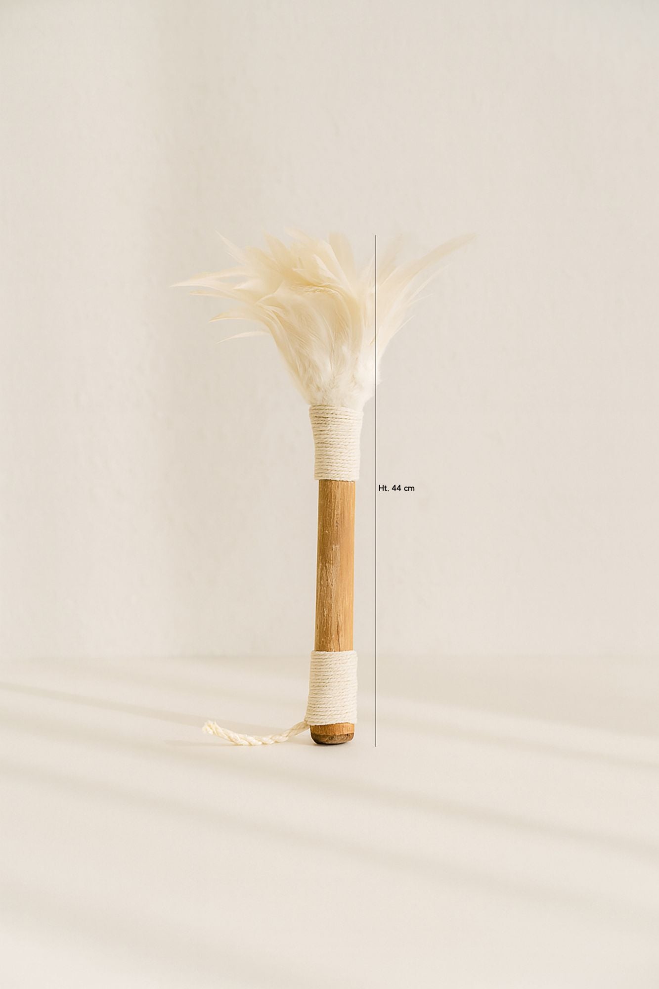 Kemoa Decorative Duster - Bamboo And White Feathers