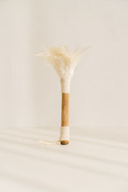 Kemoa Decorative Duster - Bamboo And White Feathers