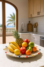 Milos - Cesta Decorativa De Algas Marinas Y Cuentas De Madera