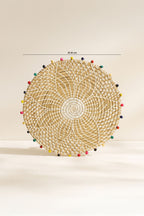 Milos - Cesta Decorativa De Algas Marinas Y Cuentas De Madera