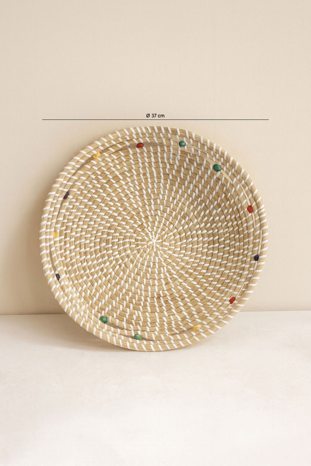 Milos - Decorative Basket In Seagrass And Wooden Beads