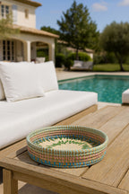 Paros Round Tray - Seagrass and Mother-of-Pearl