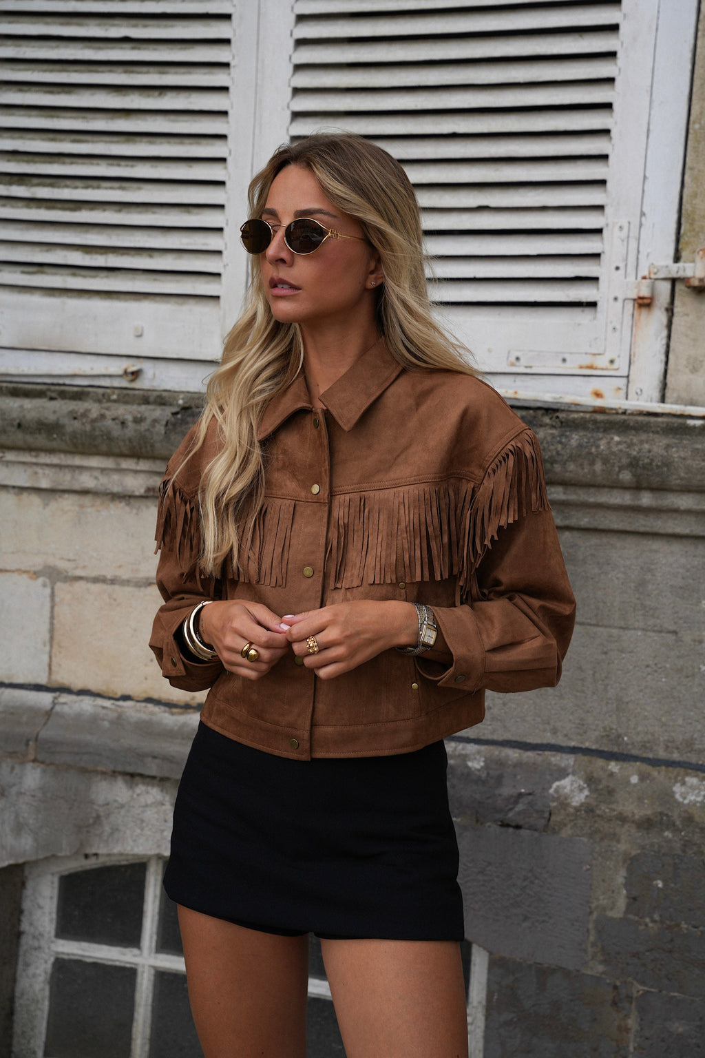 Cassidy Fringed Jacket - Camel