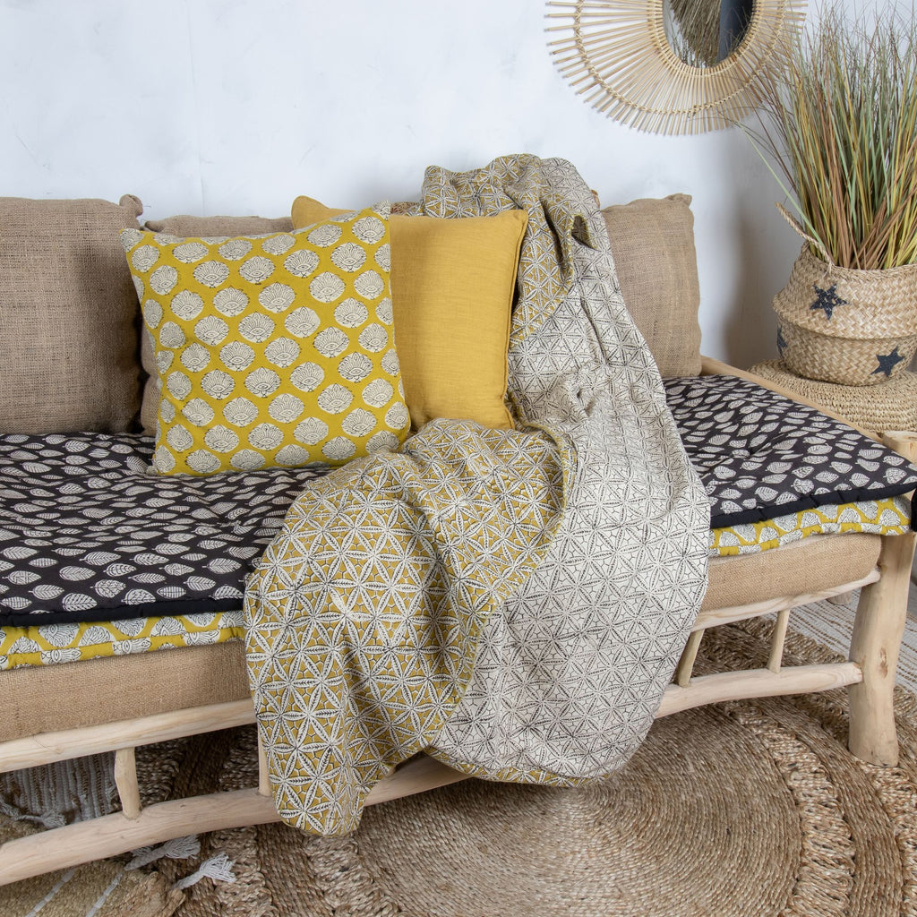 Housnia Short Pointe In Cotton - Mustard Yellow With Pattern
