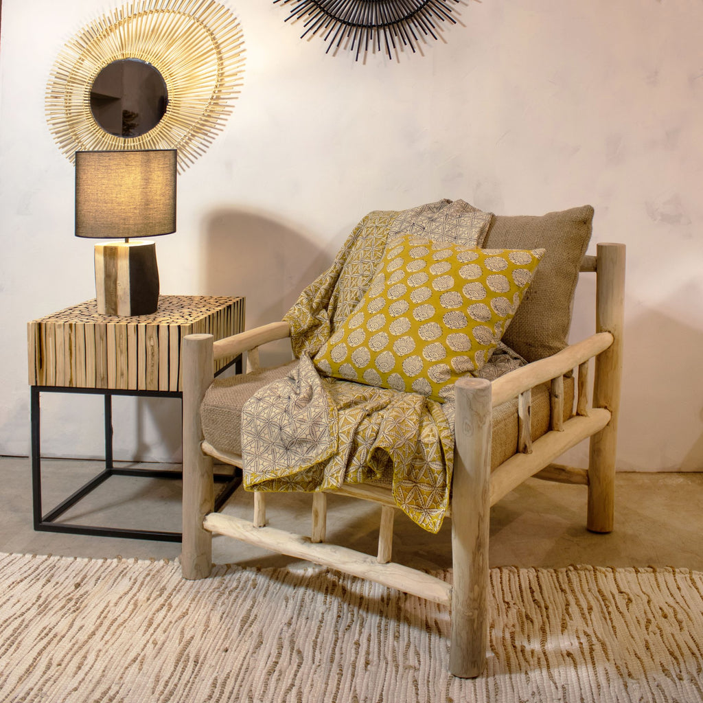 Housnia Short Pointe In Cotton - Mustard Yellow With Pattern