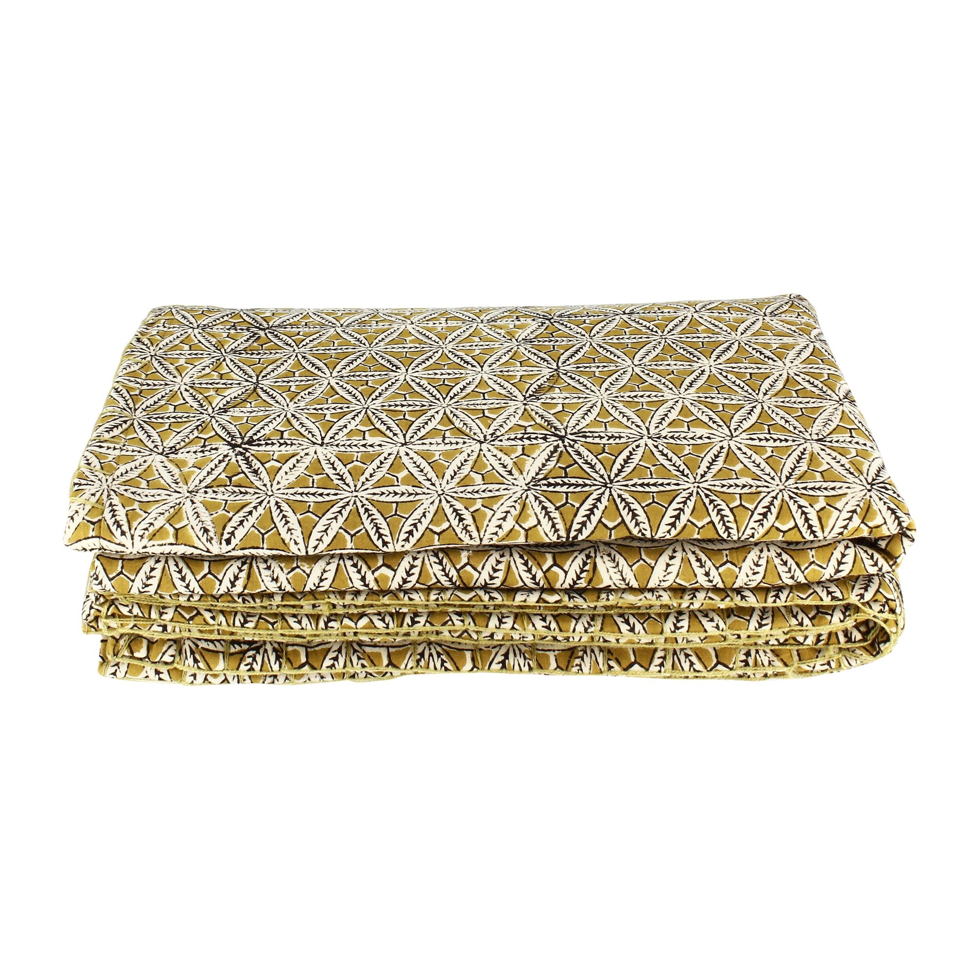 Housnia Short Pointe In Cotton - Mustard Yellow With Pattern