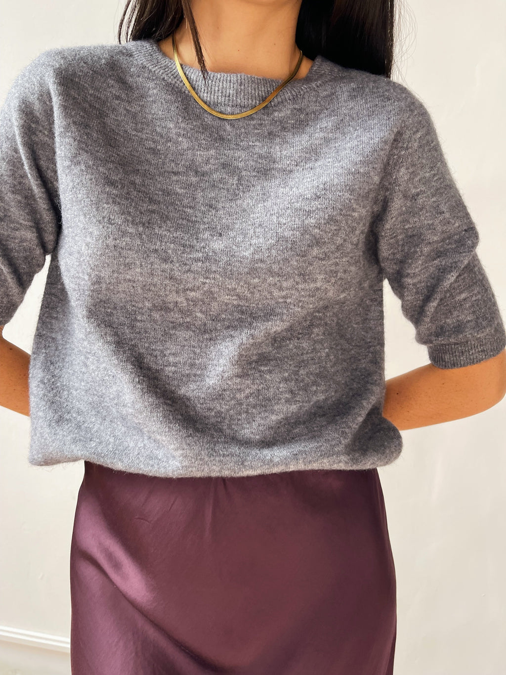 Gray Knitted T-Shirt