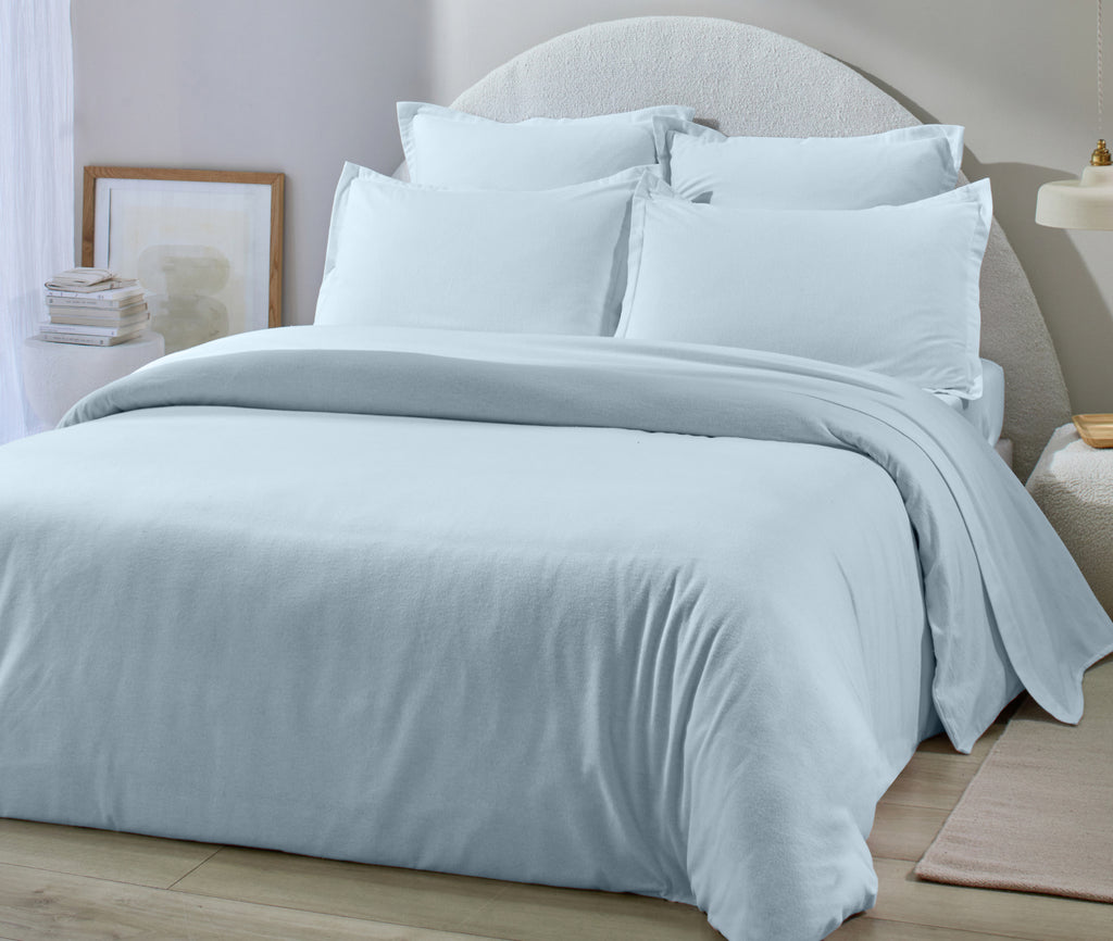 Orea - Housse De Couette - 100% Flanelle De Coton - Bleu