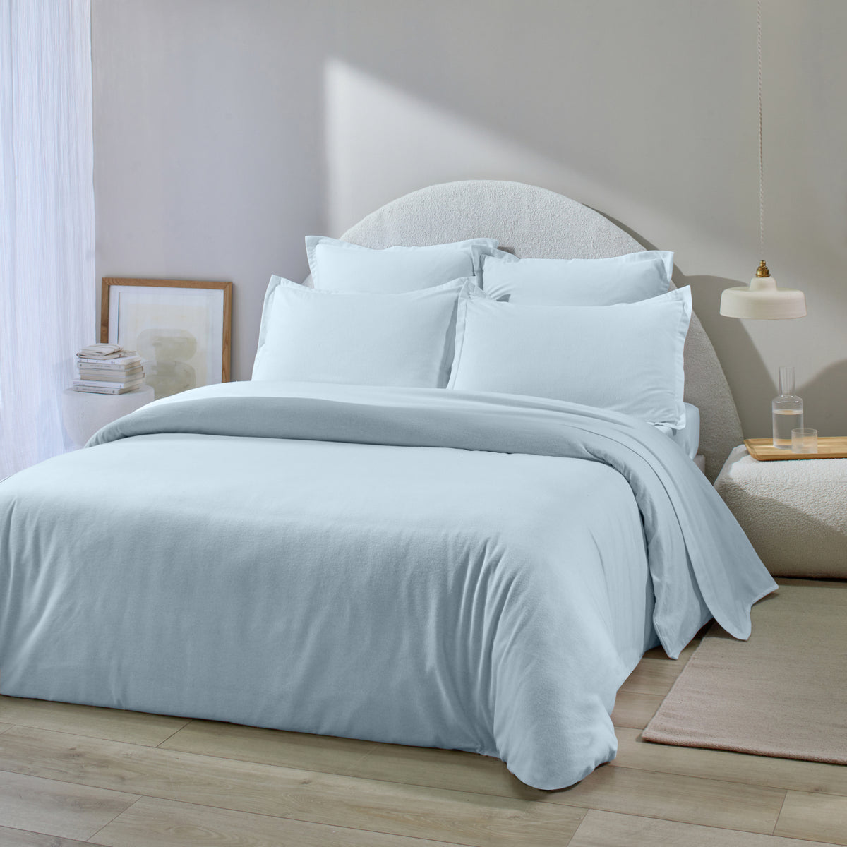 Orea - Housse De Couette - 100% Flanelle De Coton - Bleu