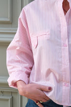 Blouse Astrid col mao rayure rose
