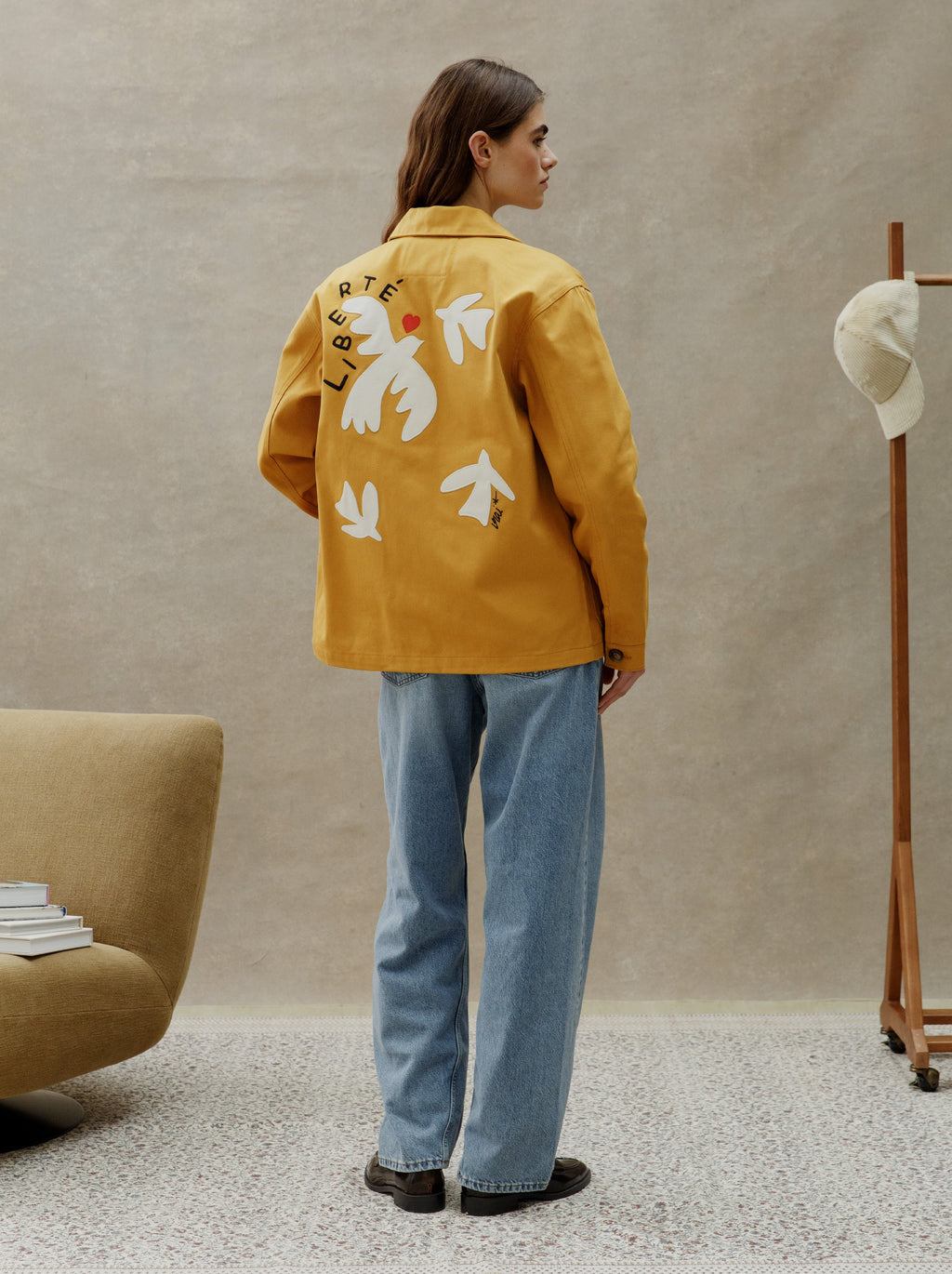 Veste Brodée Unisexe Liberté Terre Jaune