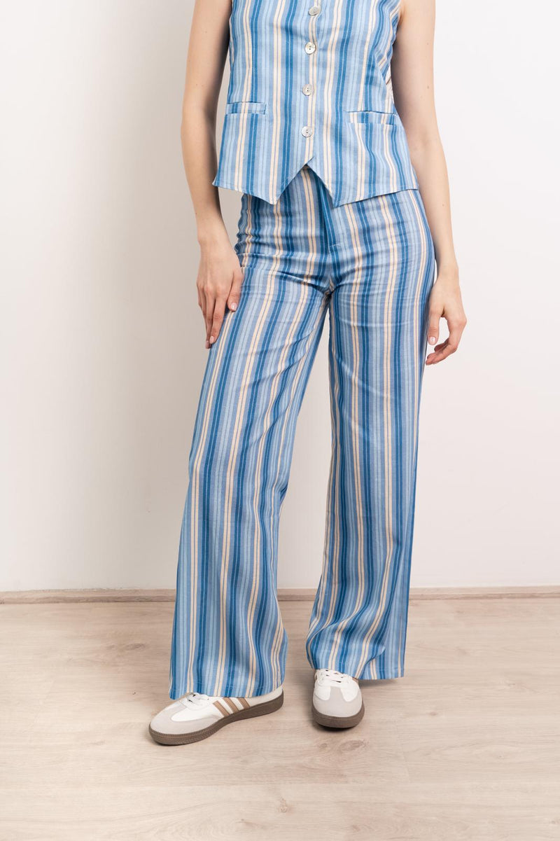 Pantalon En Lin Bleu Ana