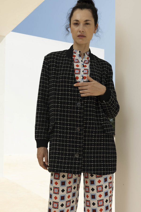 The Leonard Bomber Jacket In Black Sirocco Tweed