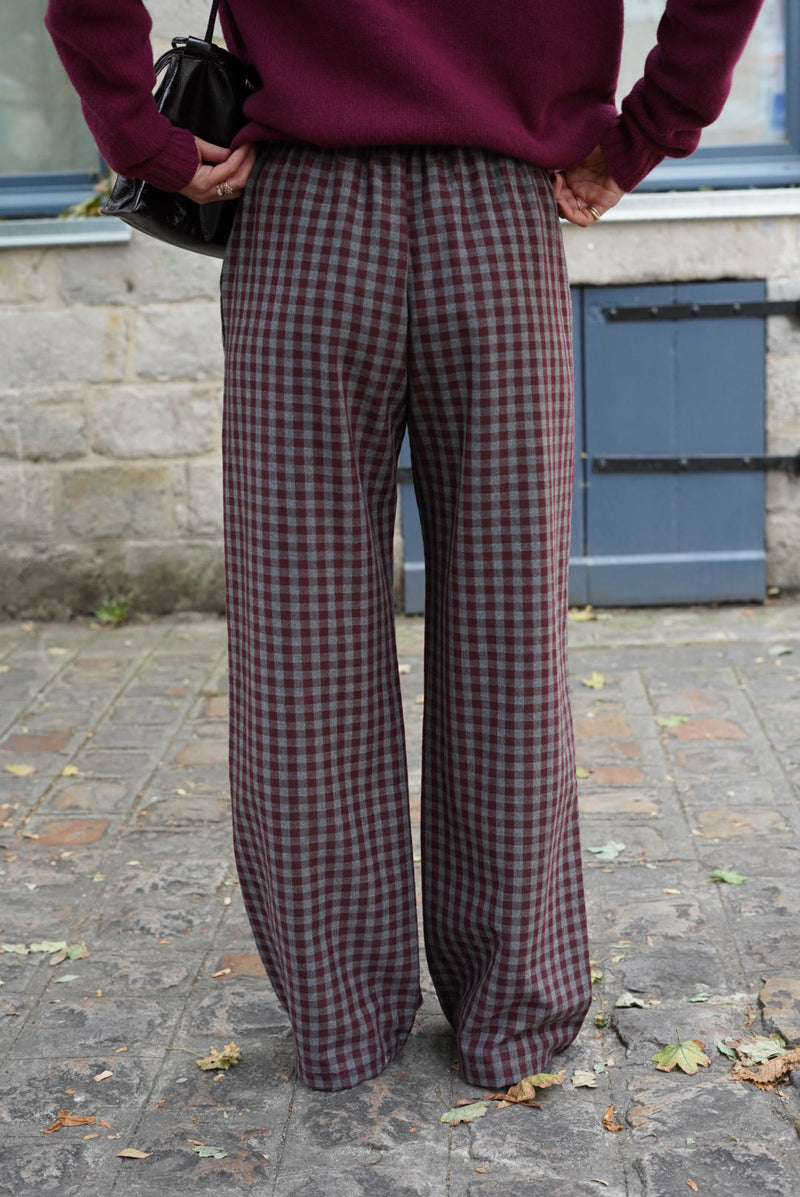 Pantalon Gonzague Vichy Bordeaux/Gris