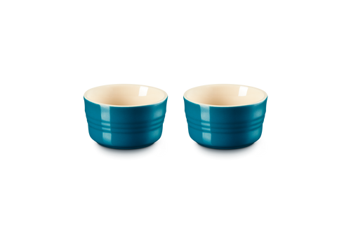 Juego de 2 moldes grandes - Cerámica - 240 ml - Verde azulado profundo