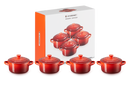 Set 4 Mini-Cocottes Céramique - 250ml/10cm - Cerise