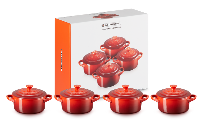 Set 4 Mini-Cocottes Céramique - 250ml/10cm - Cerise