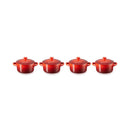 Set 4 Mini-Cocottes Céramique - 250ml/10cm - Cerise