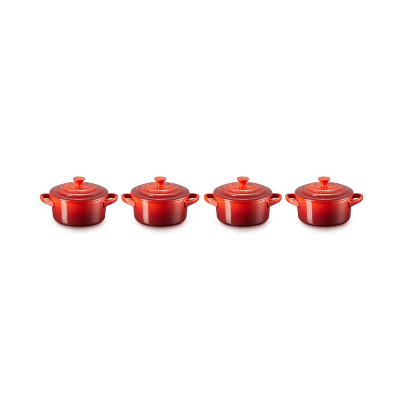 Set 4 Mini-Cocottes Céramique - 250ml/10cm - Cerise