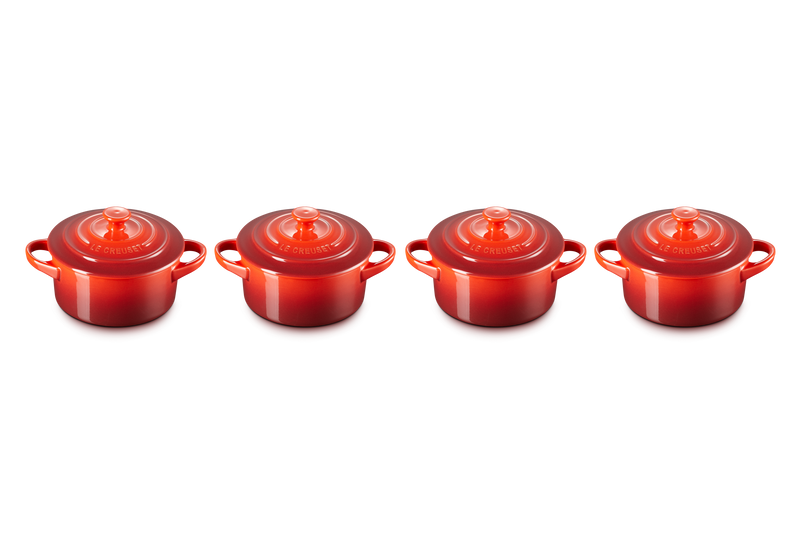 Set 4 Mini-Cocottes Céramique - 250ml/10cm - Cerise