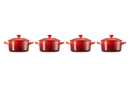 Set 4 Mini-Cocottes Céramique - 250ml/10cm - Cerise